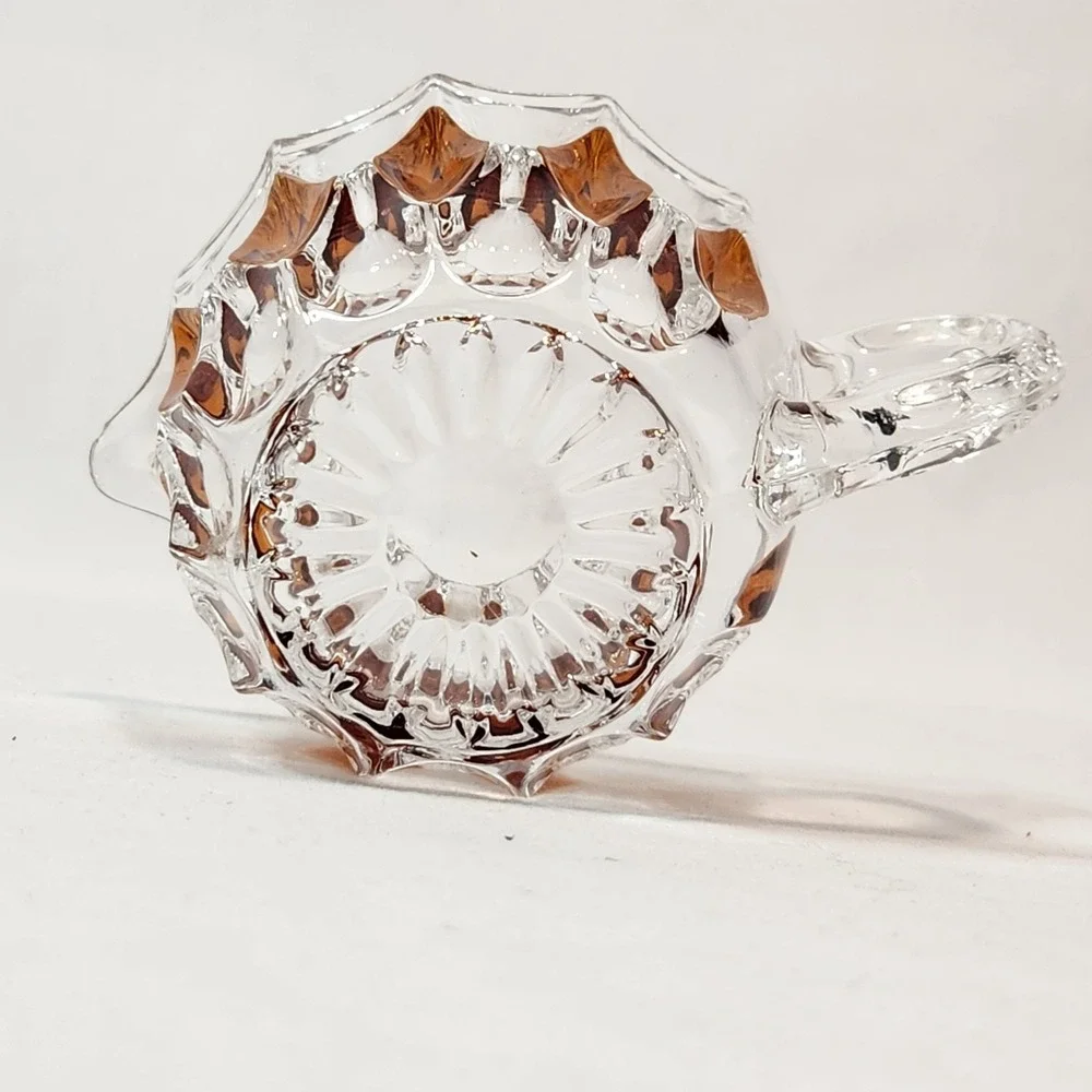 French‎ Cut Crystal Amber Diamonds Creamer Vintage